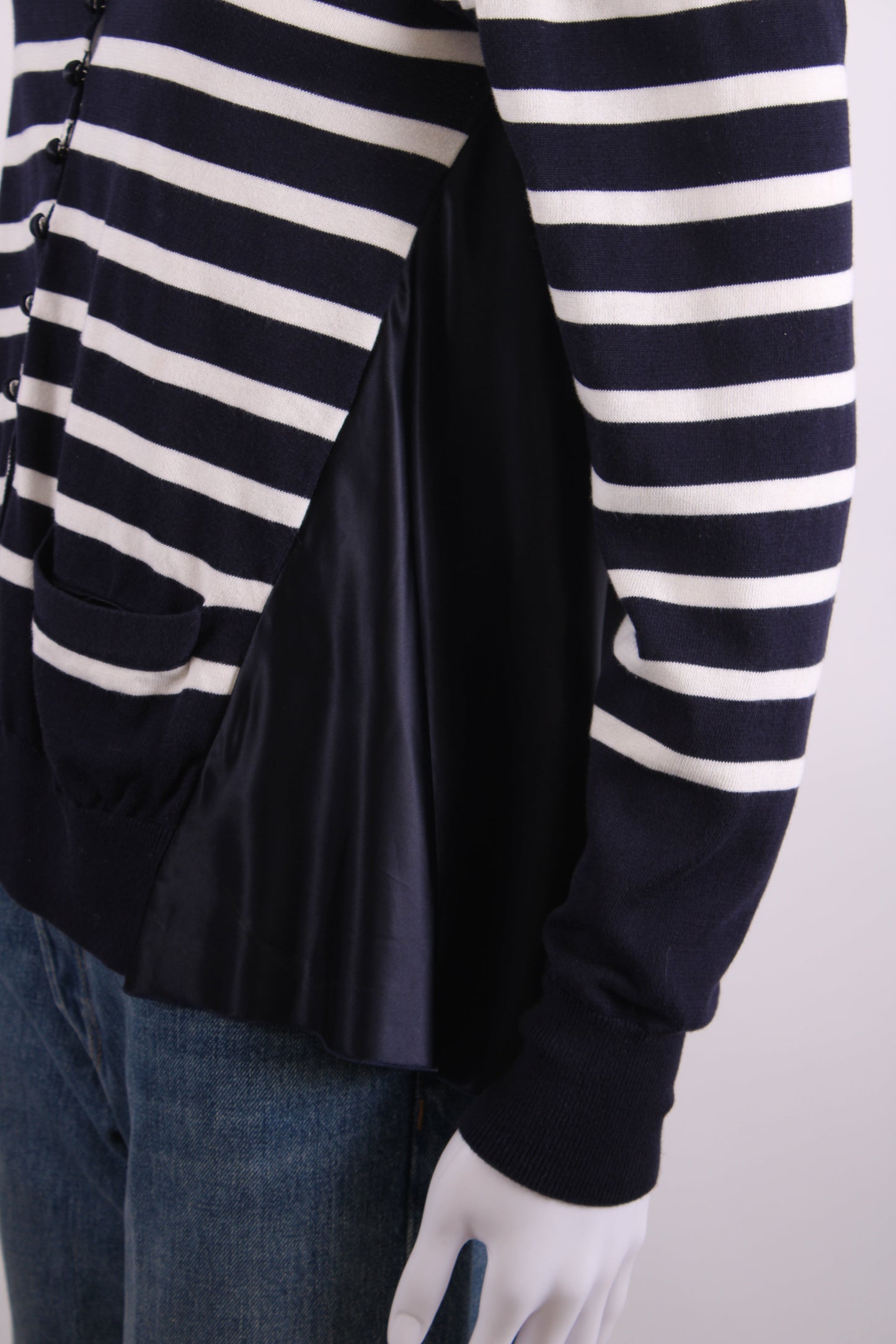 Sacai Luck L/S Stripe Cardigan Navy/ White 12 | O/S, Navy