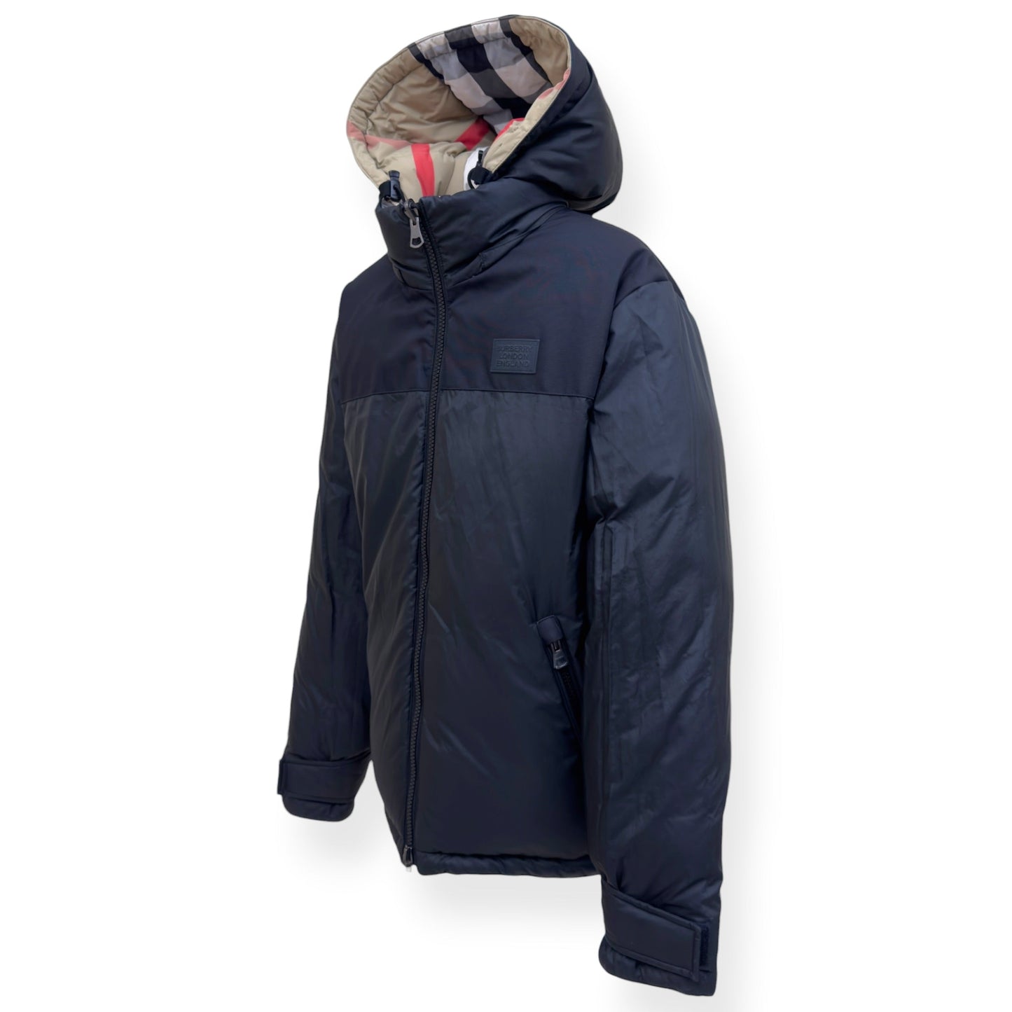 BURBERRY REVERSIBLE CHECK HOODED PUFFER JACKET BEIGE / BLACK M | Medium, Beige