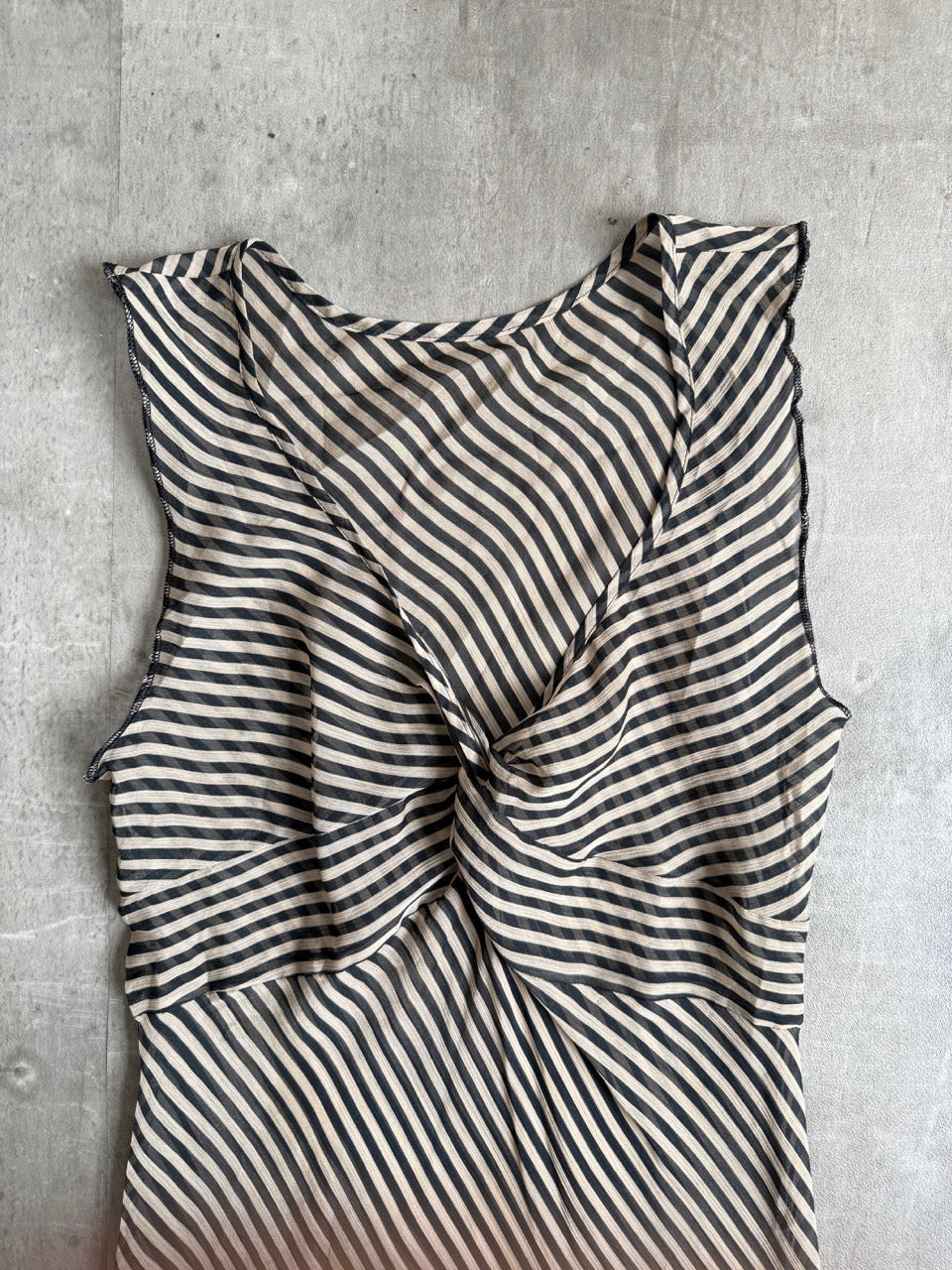 Two Tone Stripe Mesh Maxi Dress