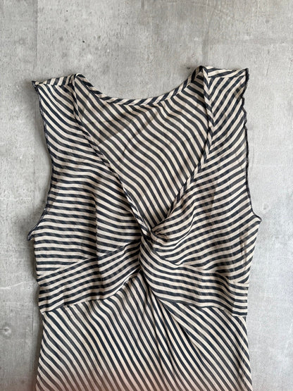 Two Tone Stripe Mesh Maxi Dress