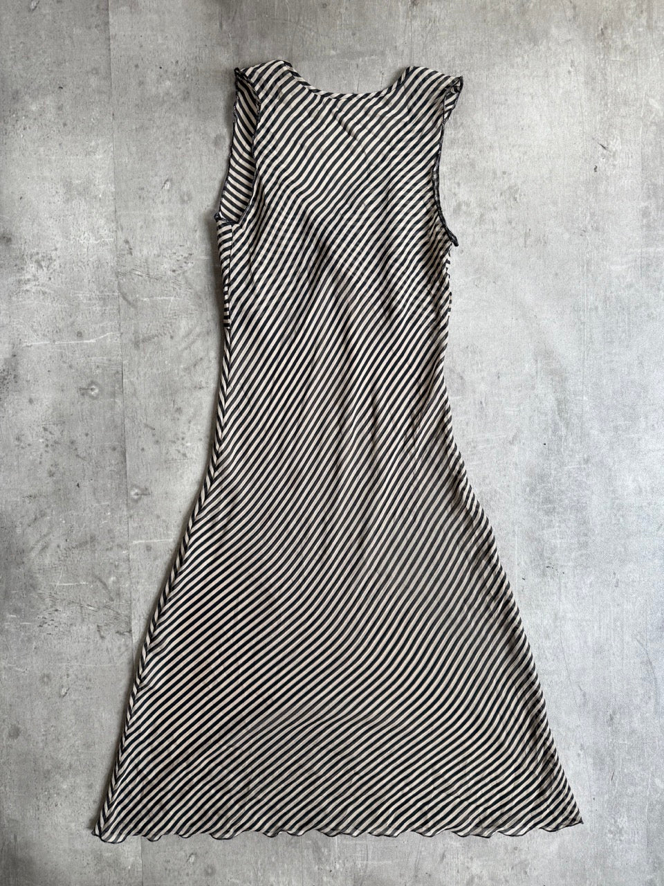 Two Tone Stripe Mesh Maxi Dress