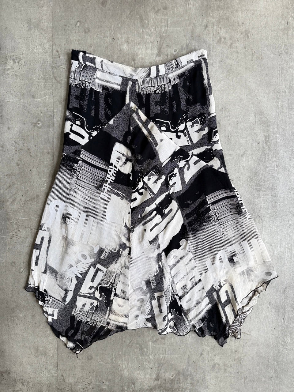 Abstract Print Layered Mesh Midi Skirt