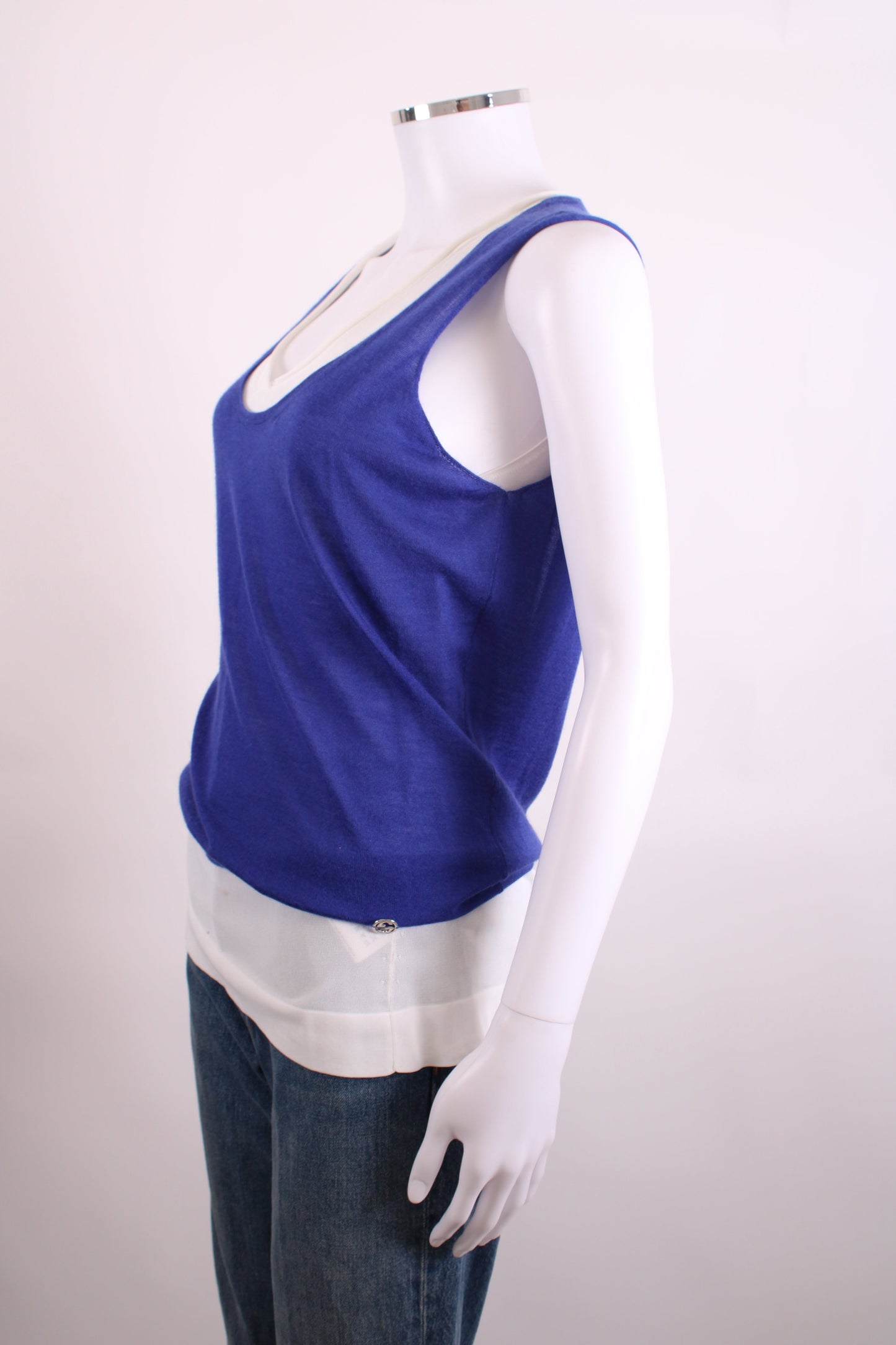 Gucci S/S Layered Knit Top Blue/ White M | Medium, Multicoloured