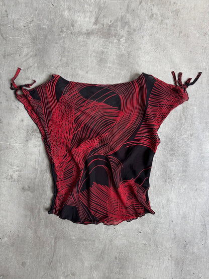 Asymmetrical Off the Shoulder Mesh Top