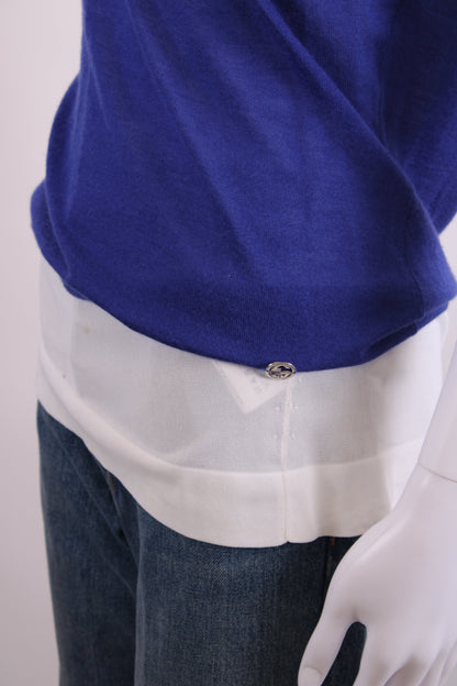 Gucci S/S Layered Knit Top Blue/ White M | Medium, Multicoloured