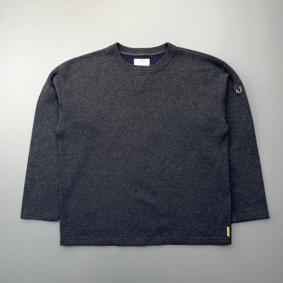 Armani Jeans Grey 90s Wool Blend Minimalistic Jumper | X-Large, Grey