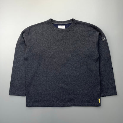 Armani Jeans Grey 90s Wool Blend Minimalistic Jumper | X-Large, Grey