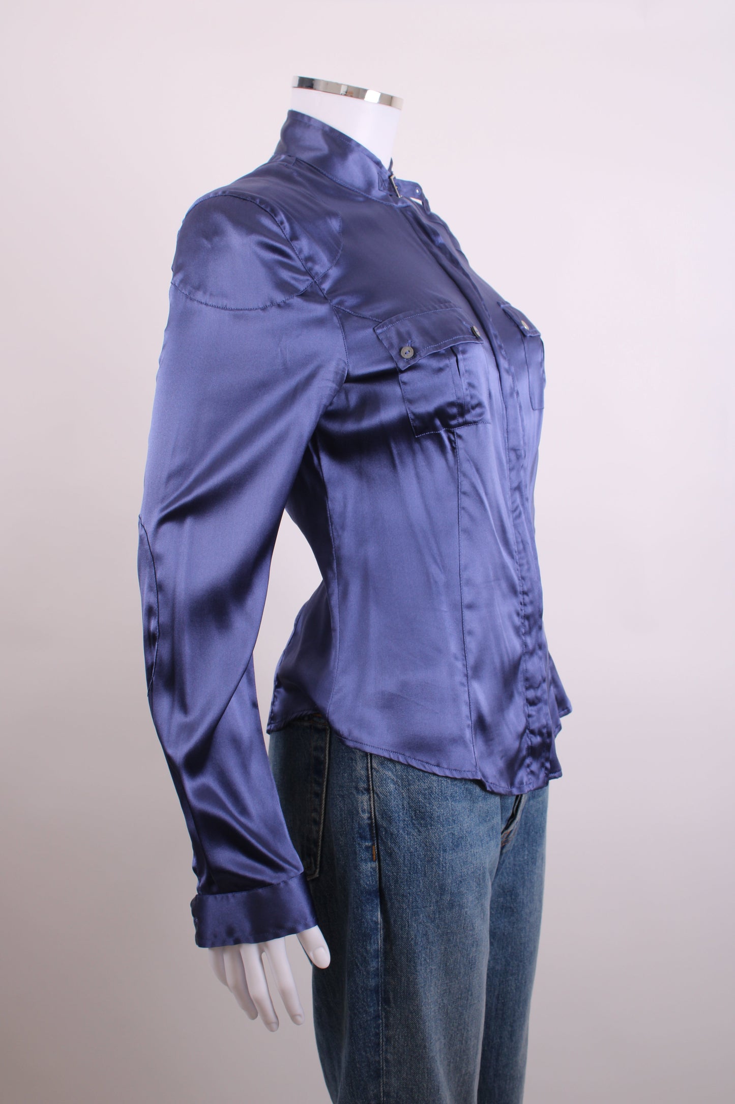 Belstaff L/S Buckle Collar Zip Shirt Navy M | Medium, Navy