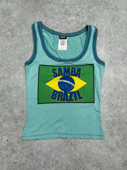 D&G "Samba Brazil" Flag Graphic Printed Glitter Accent Tank Top