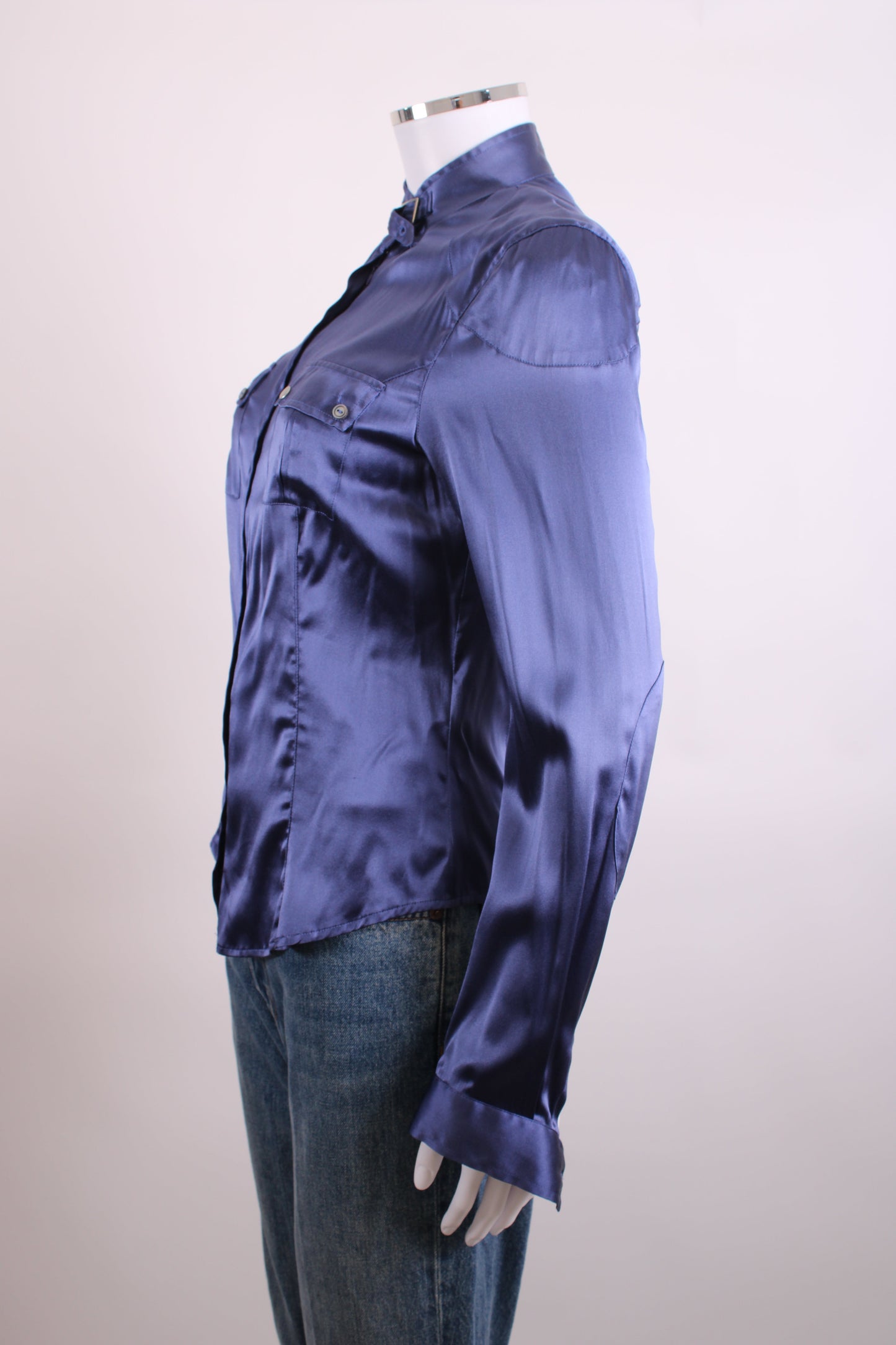 Belstaff L/S Buckle Collar Zip Shirt Navy M | Medium, Navy