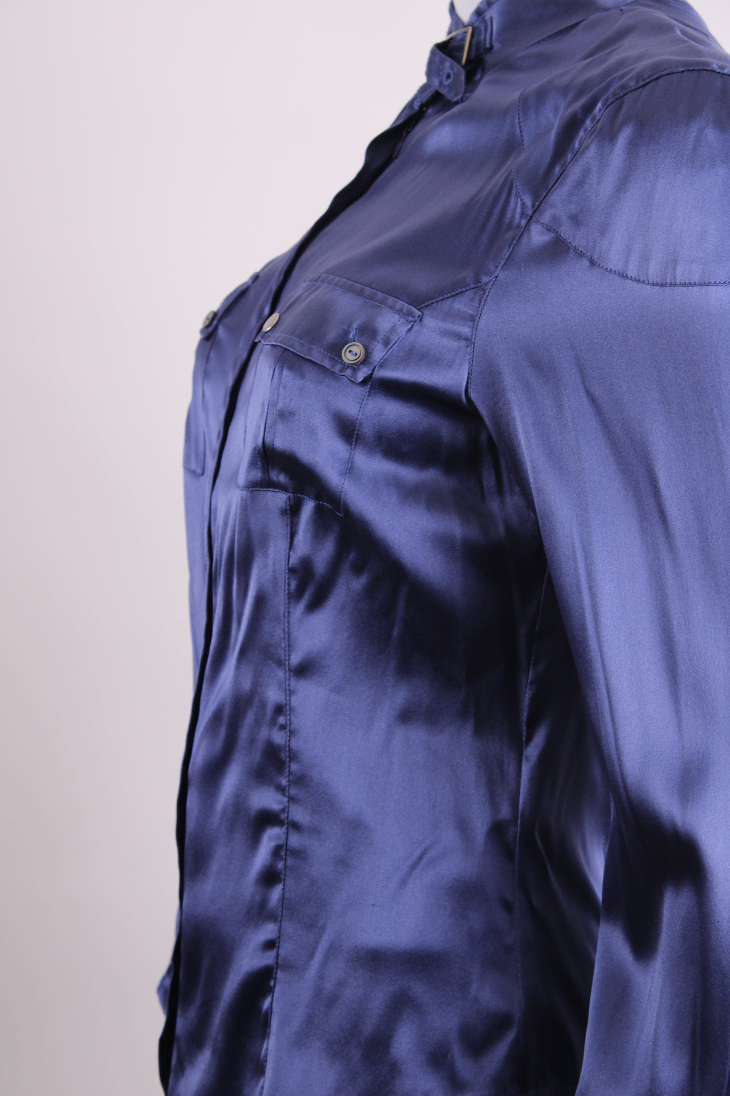 Belstaff L/S Buckle Collar Zip Shirt Navy M | Medium, Navy