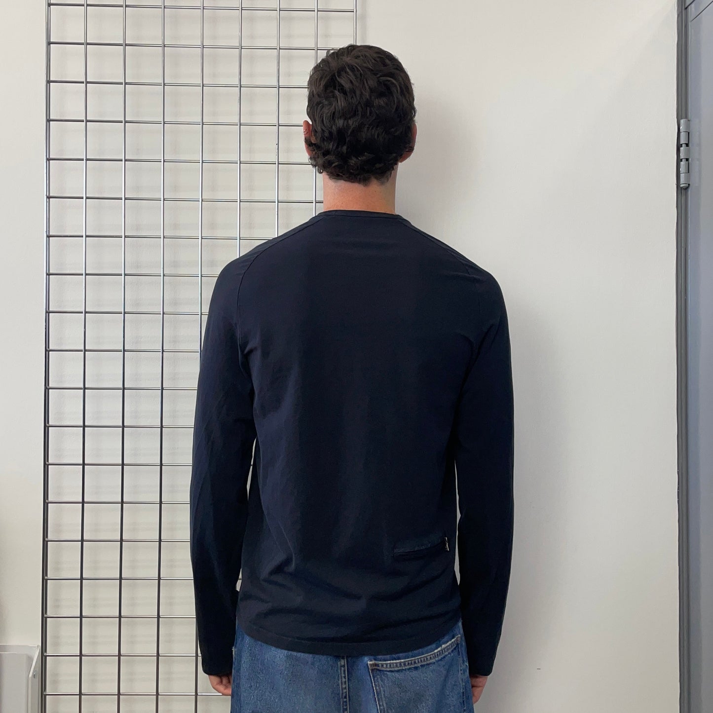 Prada Sport Navy 2007 Rear Pocket Long Sleeve T-Shirt | X-Large, Navy