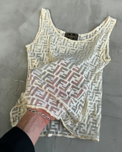 FENDI 2000'S MONOGRAM MESH VEST TOP - S