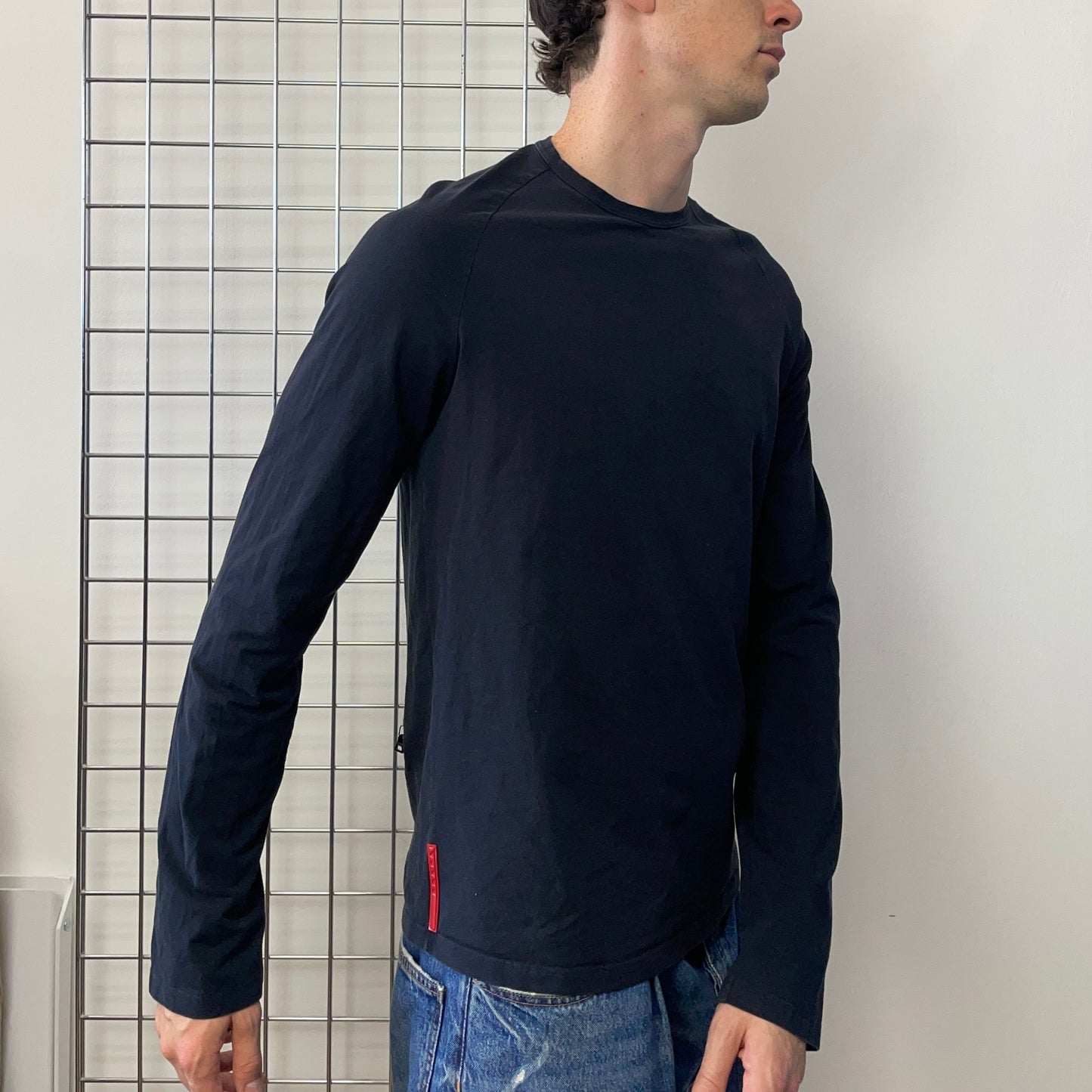 Prada Sport Navy 2007 Rear Pocket Long Sleeve T-Shirt | X-Large, Navy