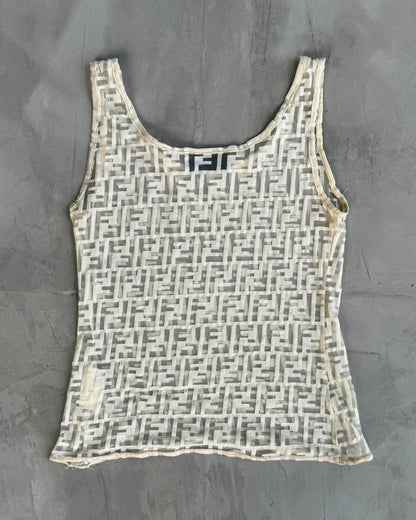 FENDI 2000'S MONOGRAM MESH VEST TOP - S