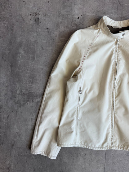Prada Sport Dot Detail Cream Nylon Moto Jacket