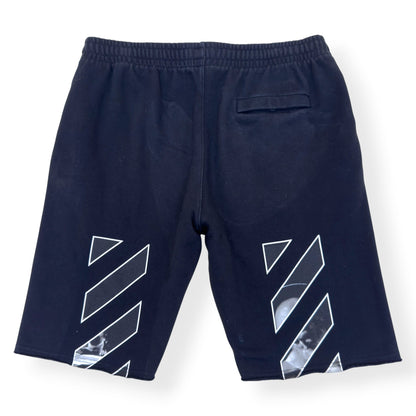 OFF-WHITE CARAVAGGIO DIAG SWEAT SHORTS BLACK L | Large, Black