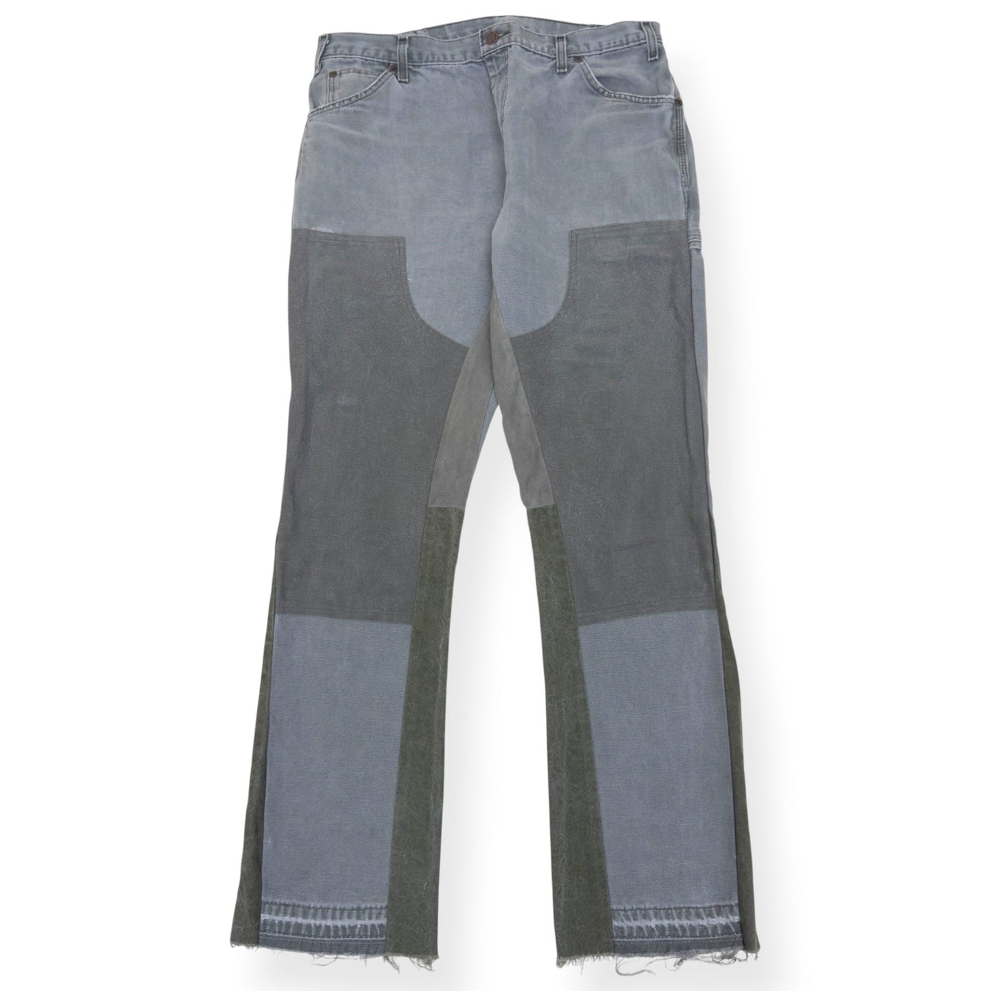 JEANIUS BAR ATELIER PATCHWORK FLARE JEANS GREY / GREEN W34 / M | Medium, Green