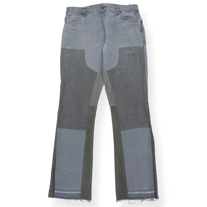JEANIUS BAR ATELIER PATCHWORK FLARE JEANS GREY / GREEN W34 / M | Medium, Green