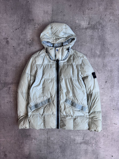 A/W 2019 Stone Island Pale Green Garment Dyed Crinkle Reps Down Jacket (Sold As Seen)