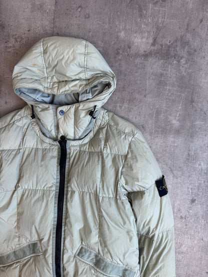 A/W 2019 Stone Island Pale Green Garment Dyed Crinkle Reps Down Jacket (Sold As Seen)