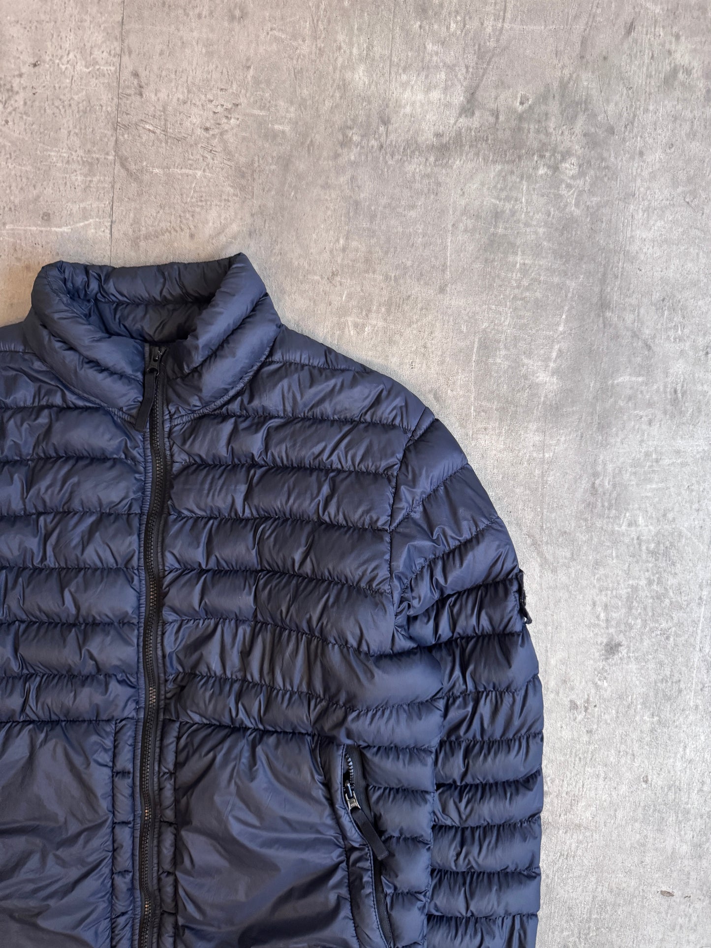 S/S 2018 Stone Island Navy Garment Dyed Micro Yarn Down Jacket