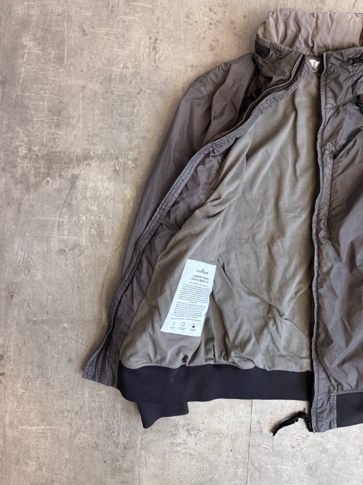 S/S 2016 Stone Island Grey Garment Dyed Crinkle Reps Jacket