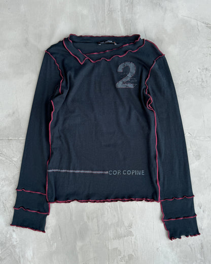 COP COPINE CONTRAST HEM LONG SLEEVE TOP - S