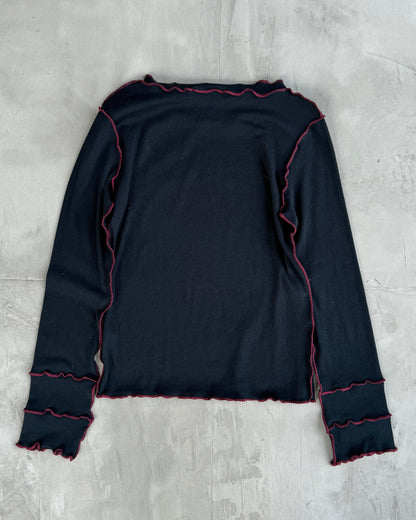 COP COPINE CONTRAST HEM LONG SLEEVE TOP - S