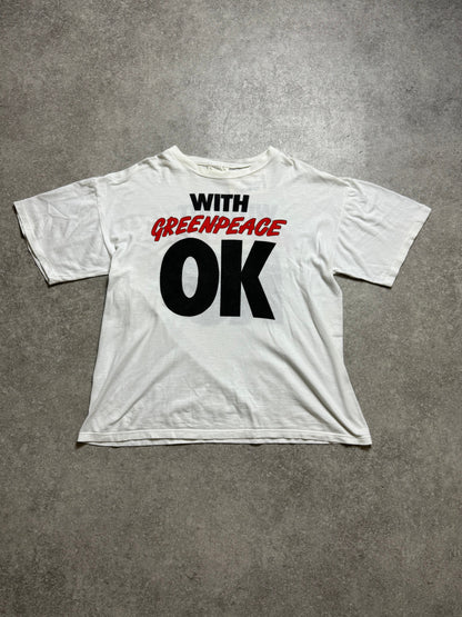 Vintage "With Greenpeace OK" Double Graphic Printed Single Stitch Tee