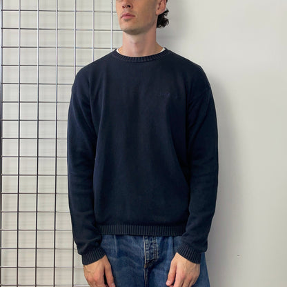 Armani Jeans Navy 90s Knit Crewneck Jumper | Large, Navy