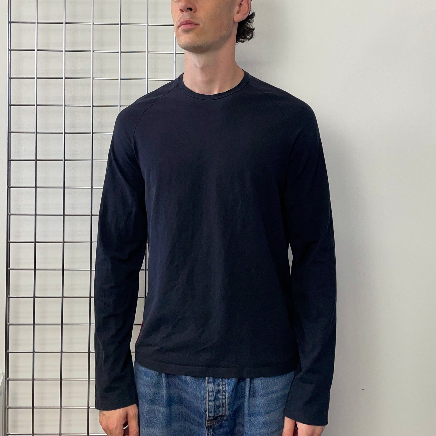 Prada Sport Navy 2007 Rear Pocket Long Sleeve T-Shirt | X-Large, Navy