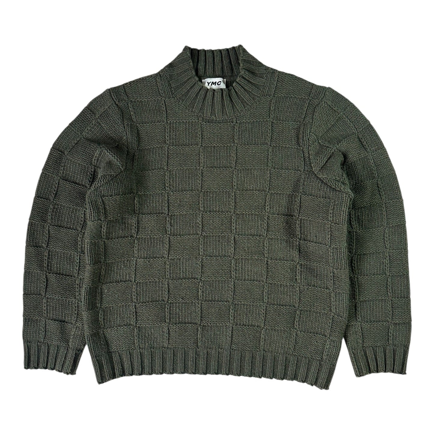 YMC Green Bluto Basketweave Wool Jumper