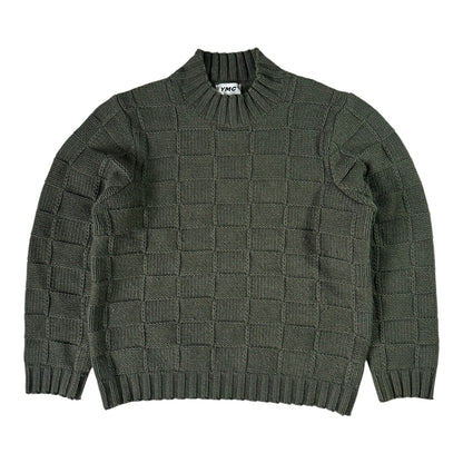 YMC Green Bluto Basketweave Wool Jumper