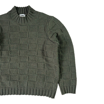 YMC Green Bluto Basketweave Wool Jumper