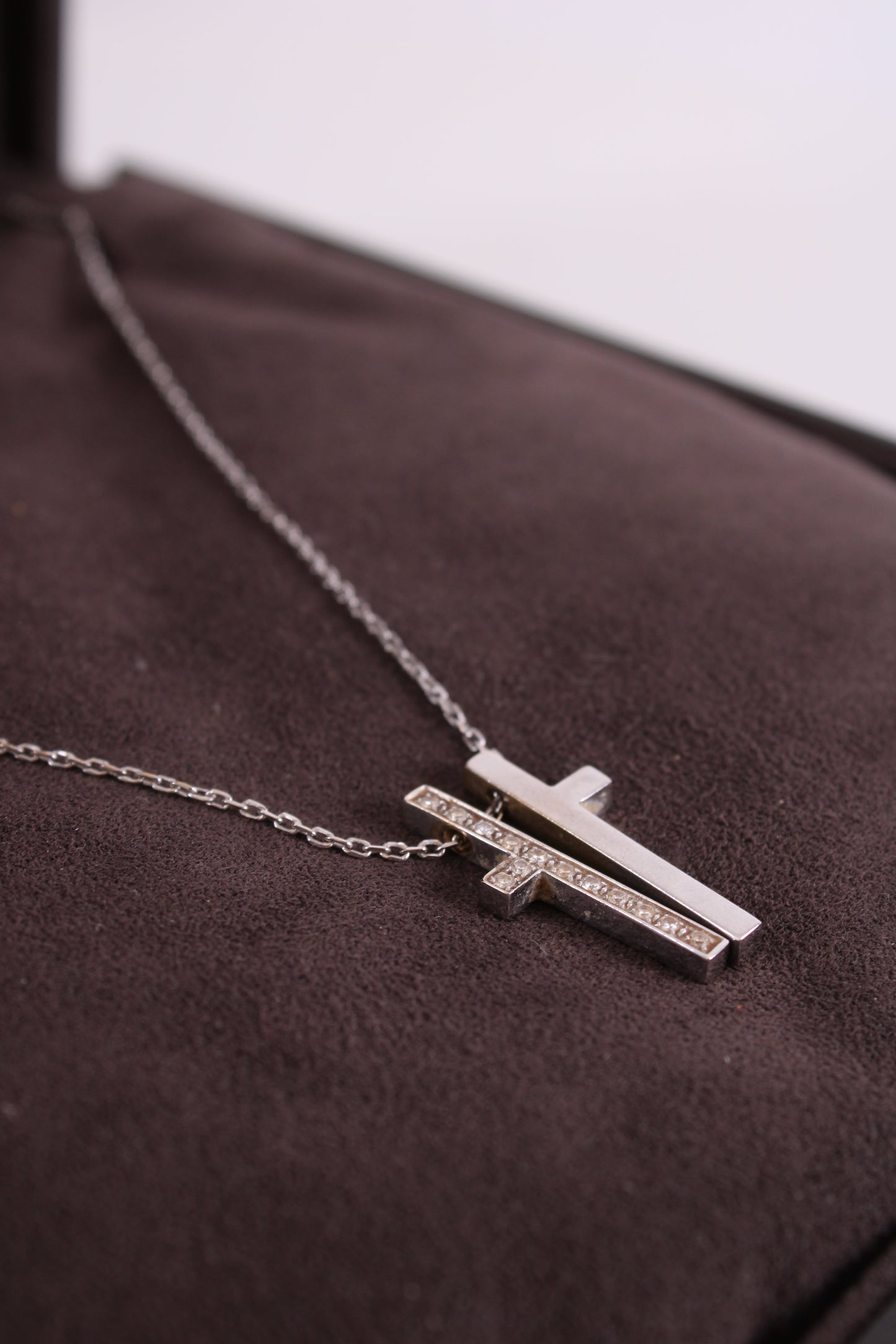 Gucci Diamond Split Cross Necklace 18ct White Gold | O/S, Gold
