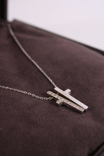 Gucci Diamond Split Cross Necklace 18ct White Gold | O/S, Gold