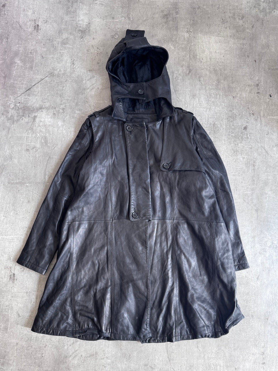 John Galliano Hooded Leather Trench