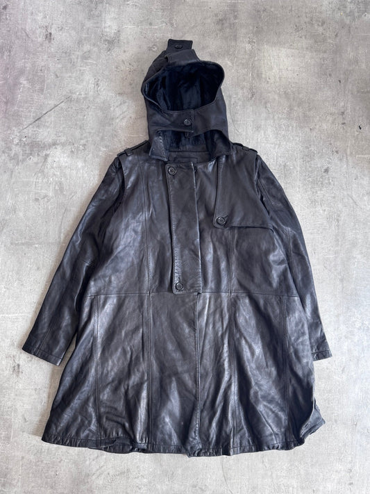John Galliano Hooded Leather Trench