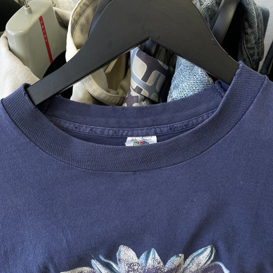 Vintage Navy 90s 'Daisy' Print T-Shirt | X-Large, Navy