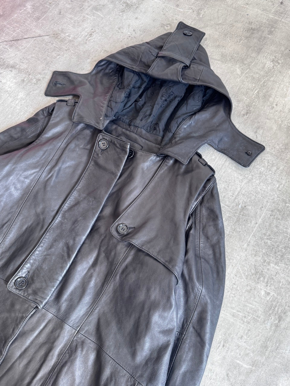 John Galliano Hooded Leather Trench