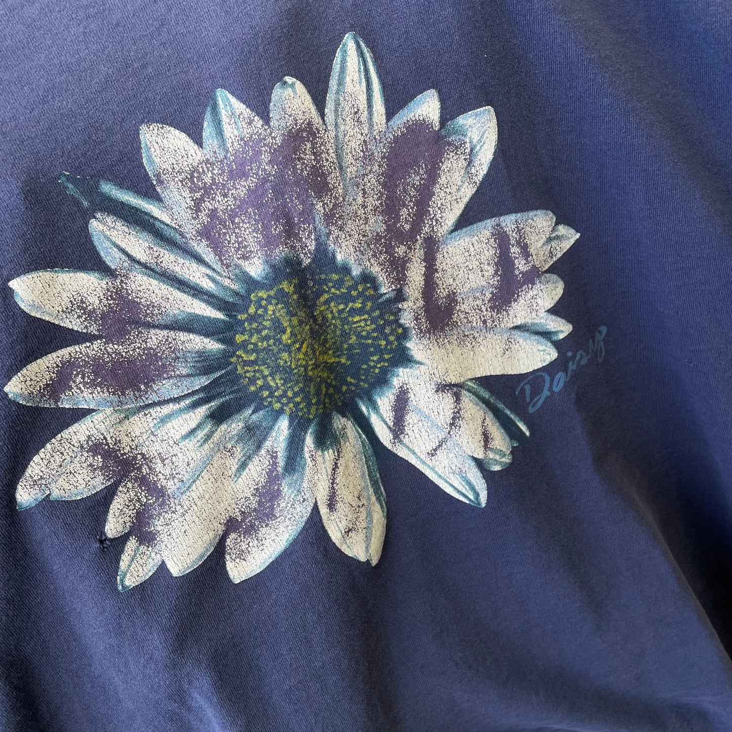 Vintage Navy 90s 'Daisy' Print T-Shirt | X-Large, Navy