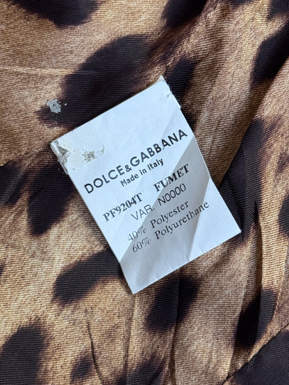 D&G Black Full Zip Leopard Print Lined Buckle Cropped Jacket