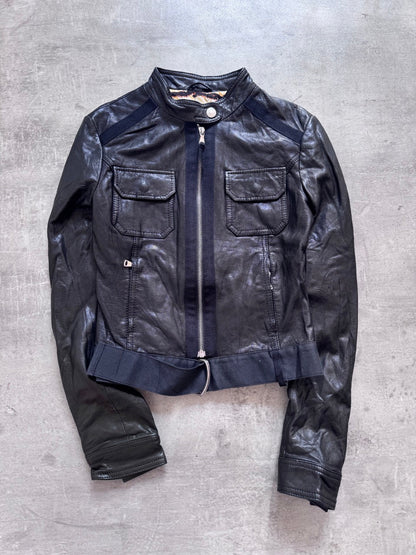 D&G Animal Lined Cropped Leather Jacket