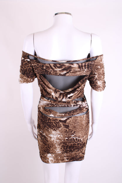 Roberto Cavalli Leopard Mini Dress Brown S | Small, Brown