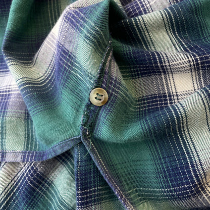 Emporio Armani Green & Blue 90s Flannel Shirt | X-Large, Blue