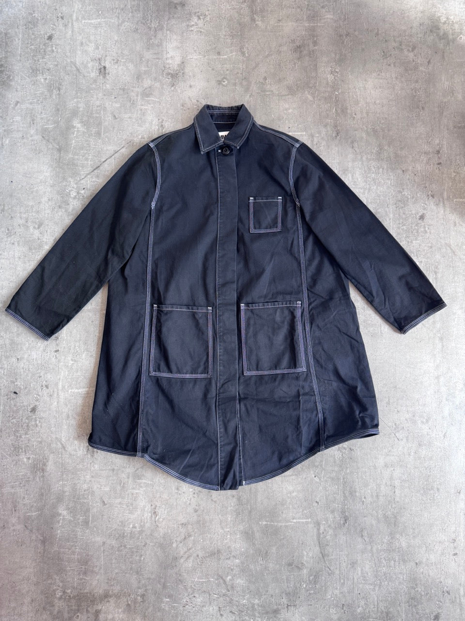 Maison Margiela Contrast Stitch Detail Black Trench