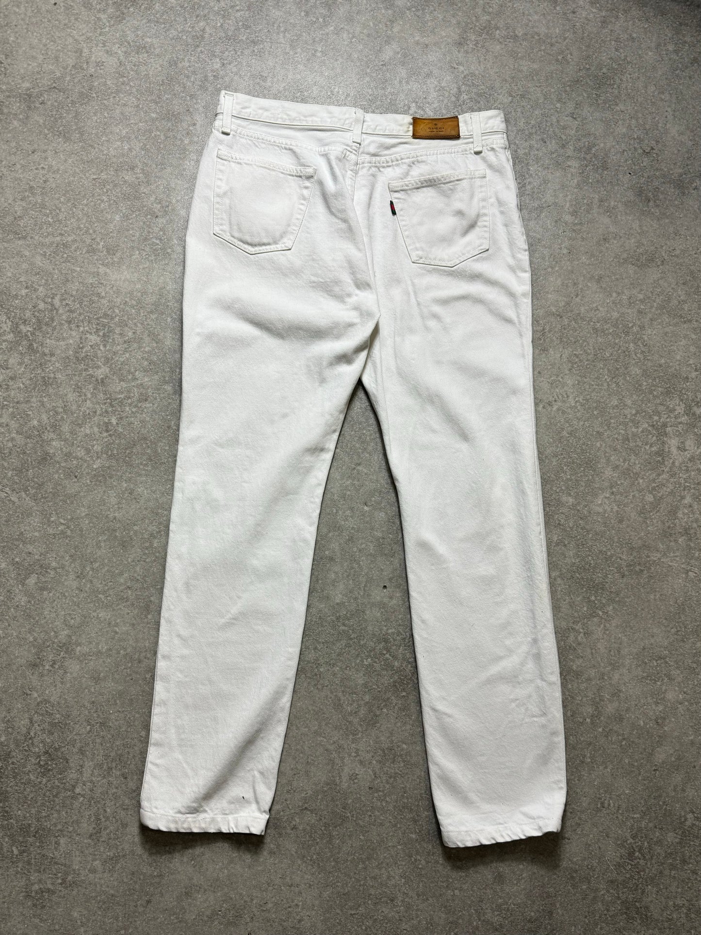 Gucci Mid-Rise Web Detail Straight Leg Jeans