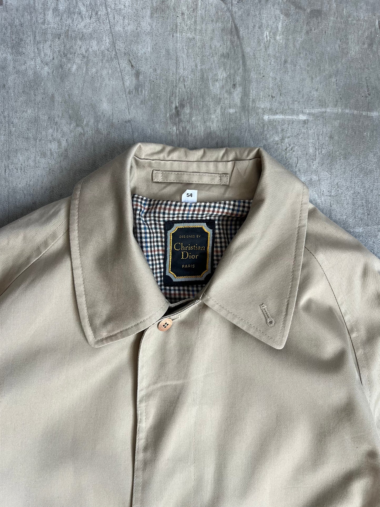 Christian Dior Plaid lined Single Breasted Cream Trench Coat