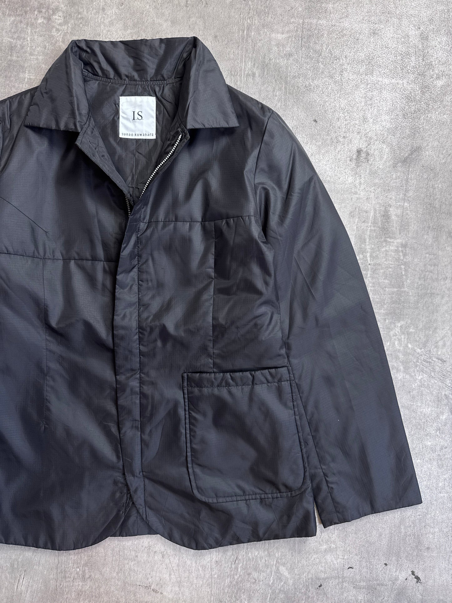 Issey Miyake Sunao Kuwahara Black Nylon Full Zip Lightweight Jacket